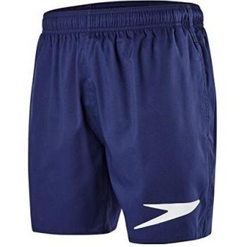 Speedo Sport Solid de 16 Pantalones Cortos, Hombre, Azul Marino/Blanco, L