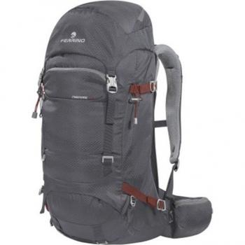 Mochila de escalada Ferrino Finisterre 38L negra y gris hierro, capacidad de 38 litros, diseño ergonómico, sistema de ventilación en la espalda, compartimento principal con acceso lateral, bolsillos laterales para