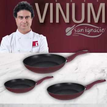 San Ignacio PK1320 Set de Sartenes VINUM-Ø20/24/28 cms, Aluminio Forjado, Mango ergonómico Soft Touch a Juego-Especial Gas y vitro
