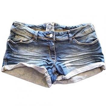 De la Mujer Washed Denim Pantalones cortos con elástico tamaños UK 6 -18 azul darker washed denim 40