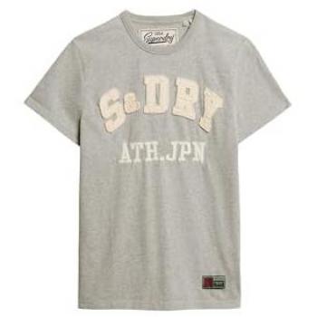 Camiseta de Manga Corta Vintage Athletic Superdry Gris Claro XXL