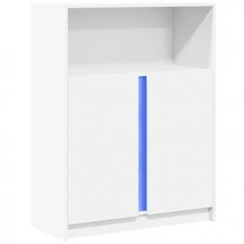 Aparador con LED de madera de ingeniería blanco 77x34x100 cm