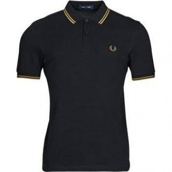 Fred Perry Men's Twin Tipped Polo Shirt in Black, Slim Fit, Size Small