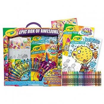 Super Set Creativo Escolar con 4 libros, 24 ceras y stickers, dimensiones 34x37x4 Cms