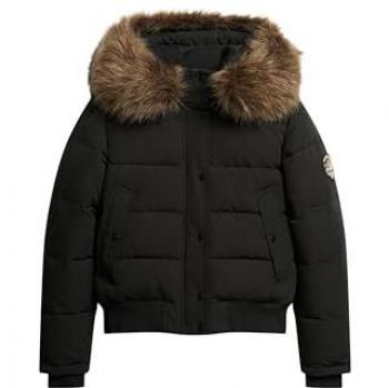 Chaqueta con capucha Superdry Everest Bomber negra mujer