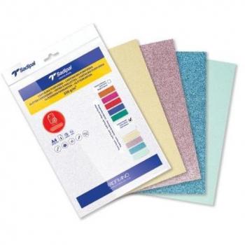 Cartulina purpurina colores pastel 5 hojas A4
