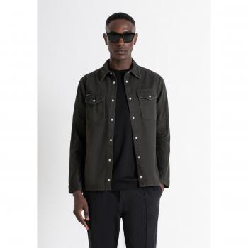 Camisa Regular Fit en Denim Verde con Bolsillos de Antony Morato