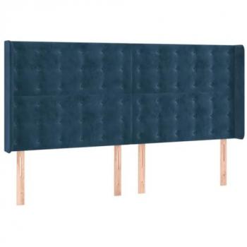 Cabecero con LED de terciopelo azul oscuro 183x16x118/128 cm Vidaxl