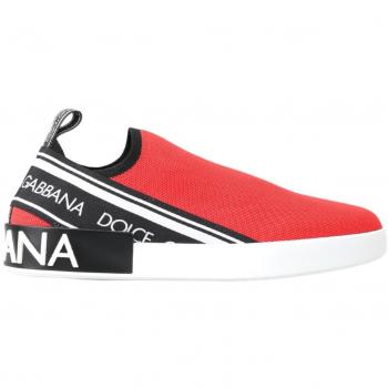 Dolce & Gabbana Red White Flat Sneakers Loafers Shoes - EU40/US7, Male, Size: 7 US, Elegant Tricolor Loafers for Men, Red