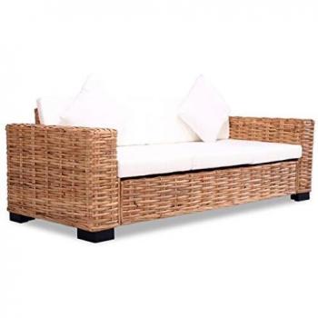 vidaXL Sofá Jardín 3 Plazas Ratán Sillón Asiento Sillón Mueble Patio Exterior