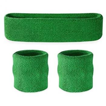 Suddora – Set infantil, 1 banda para cabeza y 2 muñequeras, verde