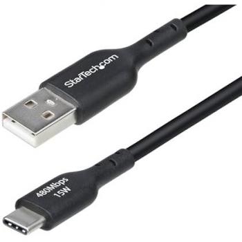 Cable de Carga USB-A a USB-C de 2m - Carga Rápida 3A - Transferencia de Datos USB 2.0 - TPE Negro