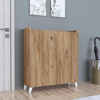 Aparador Multiusos Sirdal con 3 Puertas y 8 Compartimentos - Efecto Roble 104 x 90 x 30 cm