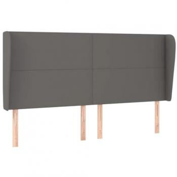 Cabecero con orejas cuero sintético gris 163x23x118/128cm