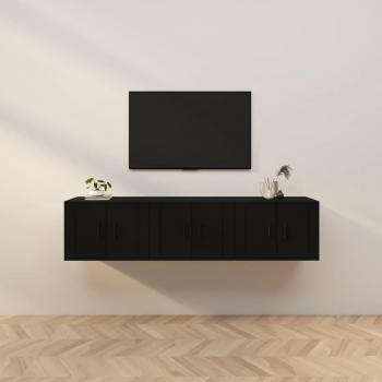 Mueble para TV de pared 3 piezas negro 57x34,5x40 cm