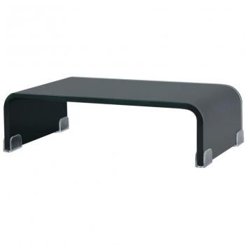 vidaXL TV Stand/Monitor Riser Glass Black 40x25x11 cm