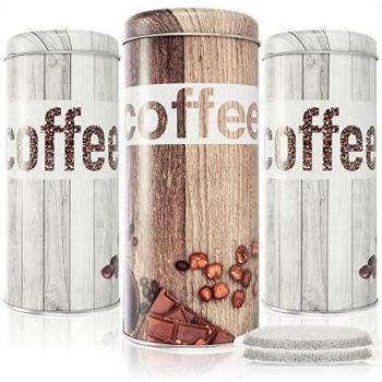 com-four® 3X Coffee Paddies - latas de café para monodosis de café - contenedores de Almacenamiento para monodosis de café - latas Decorativas con un Aspecto Vintage