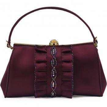 Farfalla 90230 - Cartera de mano de satén para mujer marrón Raisin