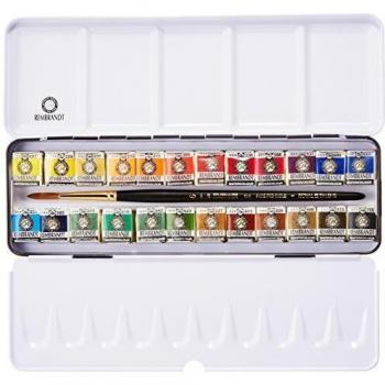 Rembrandt Juego de acuarelas de metal Deluxe de 24 pans