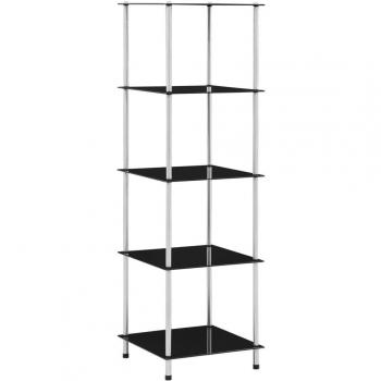 Estantería de 5 niveles en vidrio templado negro 40x40x130 cm