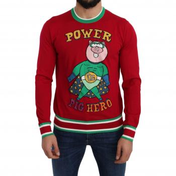 Dolce & Gabbana Red Wool Silk Pig of the Year Sweater - IT52 | XL