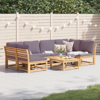 7-Piece Acacia Solid Wood Garden Lounge Set with Cushions