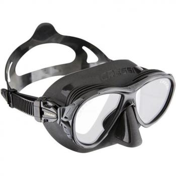 Máscara de buceo Cressi Naxos gris/negro con diseño ergonómico, lente panorámica de visión amplia, silicona hipoalergénica, hebillas ajustables y sistema antiempañante