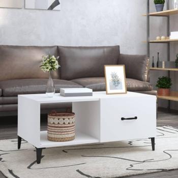 Mesa de centro madera contrachapada 90x50x40 cm en blanco, negro y gris hormigón - Mesita de salón o comedor auxiliar
