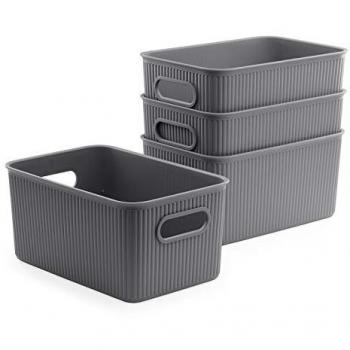 Cajas Organizadoras Multiusos Baobab - Lote de 4 Cajas de Plástico PP05 de 5L en Gris Antracita