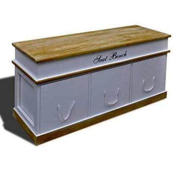 vidaXL Banco de Almacenaje Mueble Organizador Zapateto Almacenamiento Banquito de Entrada Banqueta Recibidor de Madera Paulownia Blanco