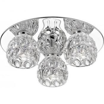Plafón Clea Chrome 3 bombillas 13cm, Impex Lighting - Impex Clea 3 Luces Cristal led Empotrar Cromo