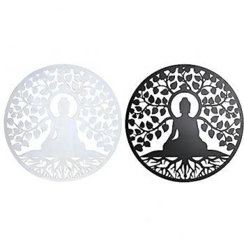 Decoración de Pared DKD Home Decor Blanco Negro Buda Oriental 100 x 1 x 100 cm (2 Unidades)