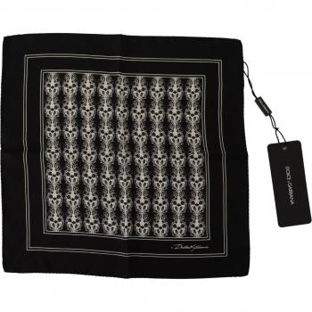 Dolce & Gabbana Black Printed Square Handkerchief Scarf