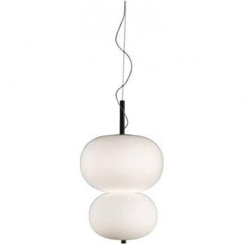 Lámpara colgante de techo LED Ilargi Fresno Oscuro Cristal 75 cm, forma de globo, ceniza oscura y blanco mate, atenuable 1-10 V, 39.5 cm de diámetro,