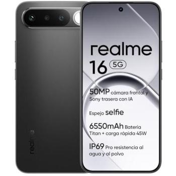 Smartphone Realme 16 5G | Batería Titan de 6550mAh | Carga Rápida de 45W | Pantalla AMOLED 120Hz 6,57 | Doble Cámara 50MP |