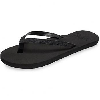 Roxy Women's Napili Summer Glitter Flip Flops - Black - Size 3