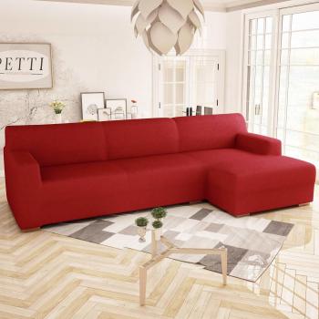PETTI Artigiani Italiani Sofa Longue, Funda Elástica, 100% Made in Italy, Burdeos, 4 Plazas