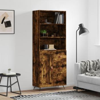 Aparador alto de madera contrachapada roble ahumado 69,5x34x180 cm