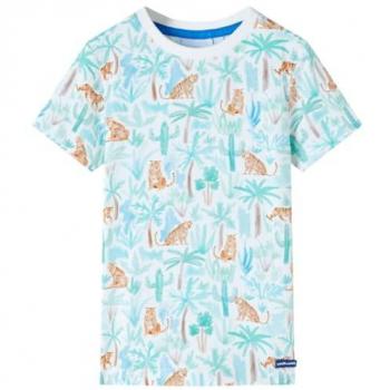Camiseta para Niños de Manga Corta Color Crudo con Estampado de Tigres 116