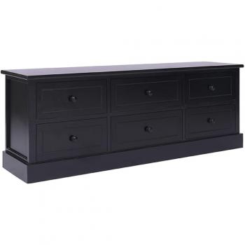 Mueble para TV de madera maciza de paulownia negro 108x30x40 cm - Mueble de salón, mesa de TV