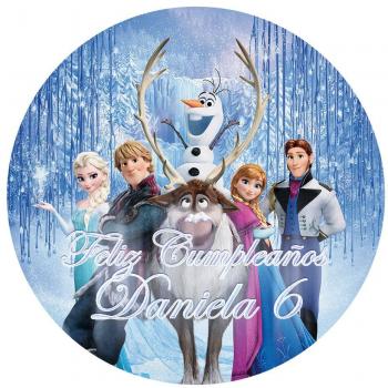 OBLEA de Papel de azúcar Personalizada, 19 cm, diseño de Disney Frozen Bosque