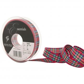 Berisfords Royal Stewart Cinta de tartán, 26 m x 16 mm, 25