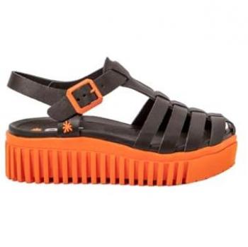 Sandalias de Cuña Art Brighton para Mujer - Piel Negro, Hebilla, 3 a 5 cm, Talla 41