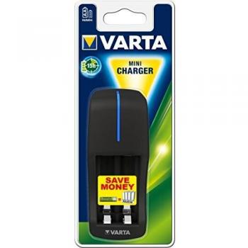Varta Mini Charger - Cargador de Pilas NiMH AA y AAA, negro