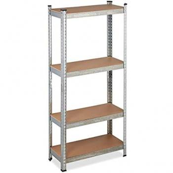 Estantería Metálica de Carga Pesada, 700 kg, 4 Baldas, Dimensiones 150x70x30 cm, Ideal para Garaje, Color Plateado - Relaxdays