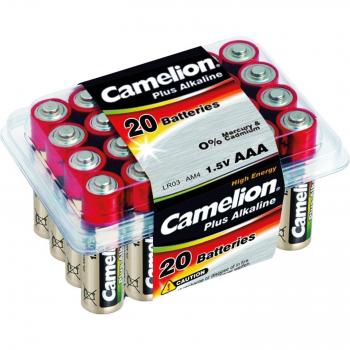 Baterías Alcalinas Camelion LR03 AAA, 20 Piezas, 1.5V, Capacidad 1250 mAh