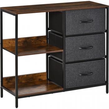 Cómoda Scala Homcom 3 Cajones + 2 Estantes Marrón/Gris 71X80x29 Cm