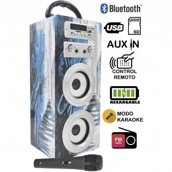 DYNASONIC - Altavoz Bluetooth Portatil con Modo Karaoke, Radio FM y Lector USB SD