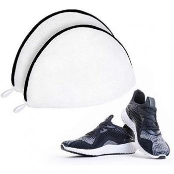 Syllana 2 PCS Bolsa de Lavadora para Zapatos, Bolsa de Lavandería para Zapatillas, Bolsa Lavado de Malla con Cremallera de Color Negro, Multiuso Bolsa de Colada para Lavar, Proteger y Organizar
