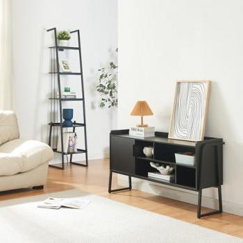 Set de Muebles 'Storfjord' 2 Piezas: Estantería de Pie y Mesa TV en Metal Negro